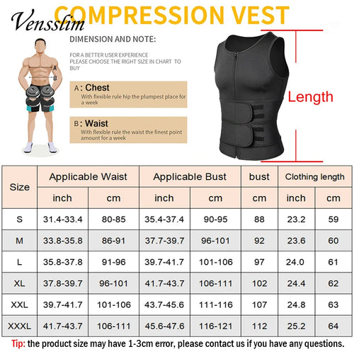 Gilet minceur homme Vensslim™ – effet sauna brûle-graisses port quotidien